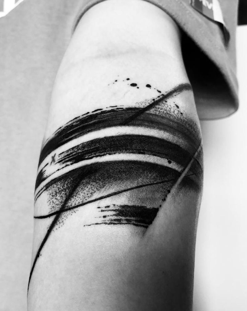 抽象水墨纹身图片_手部手臂水彩水墨纹身图案