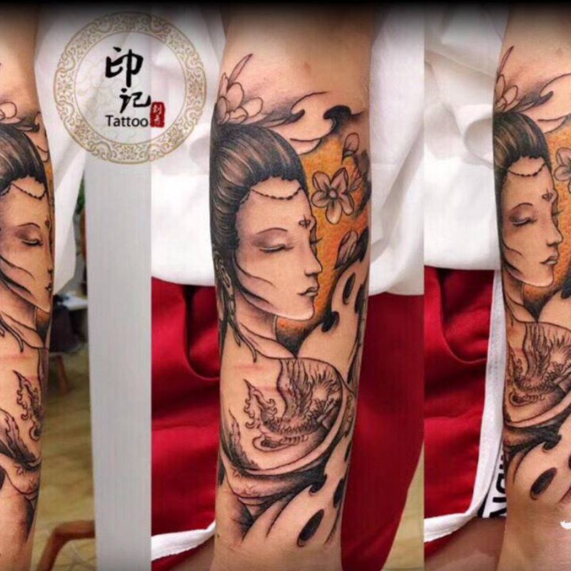 艺妓纹身图片_手臂老传统艺妓纹身图案