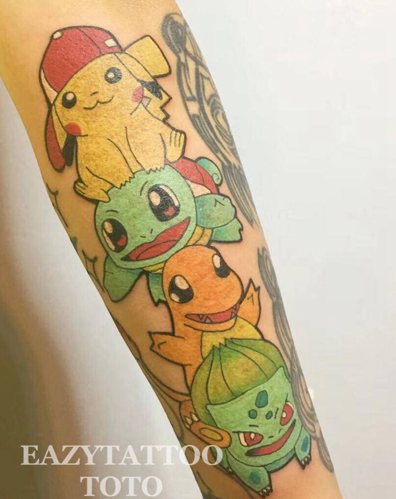 神奇宝贝纹身图片_手臂手部New School神奇宝贝纹身图案