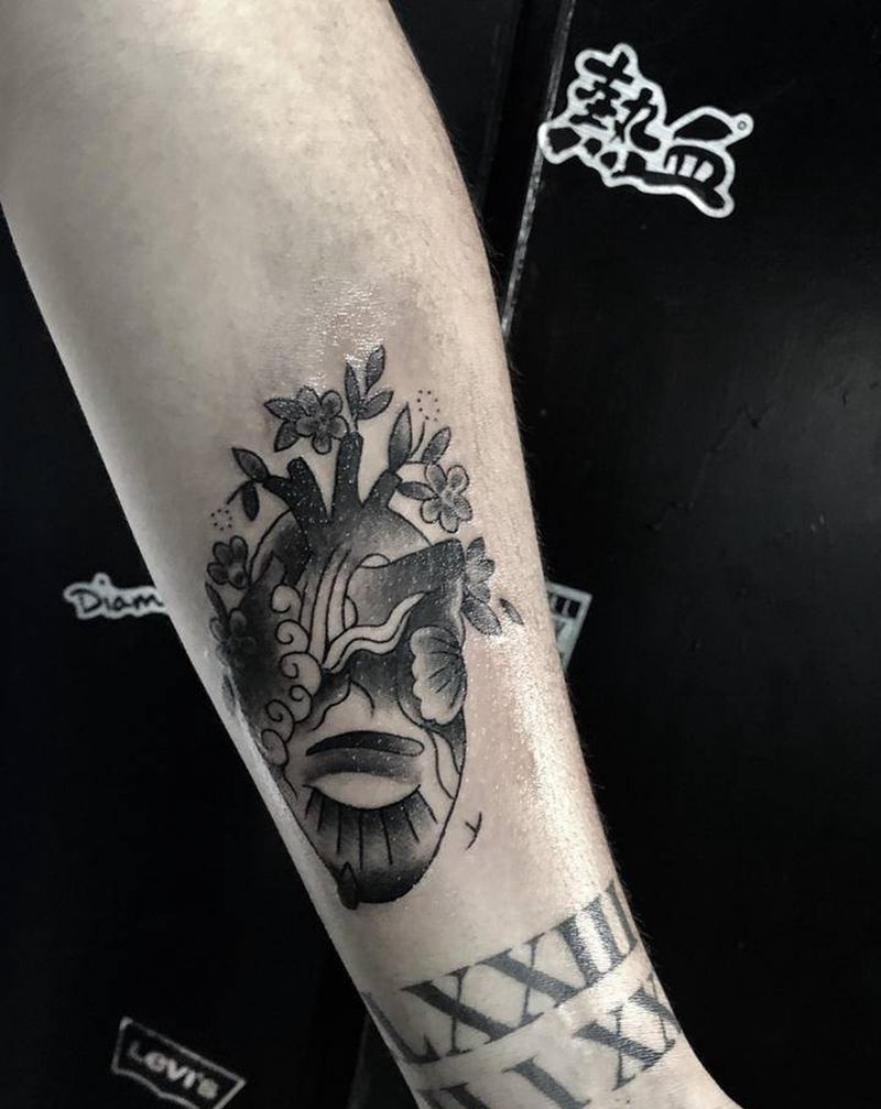 心脏纹身图片_手臂Old School纹身图案