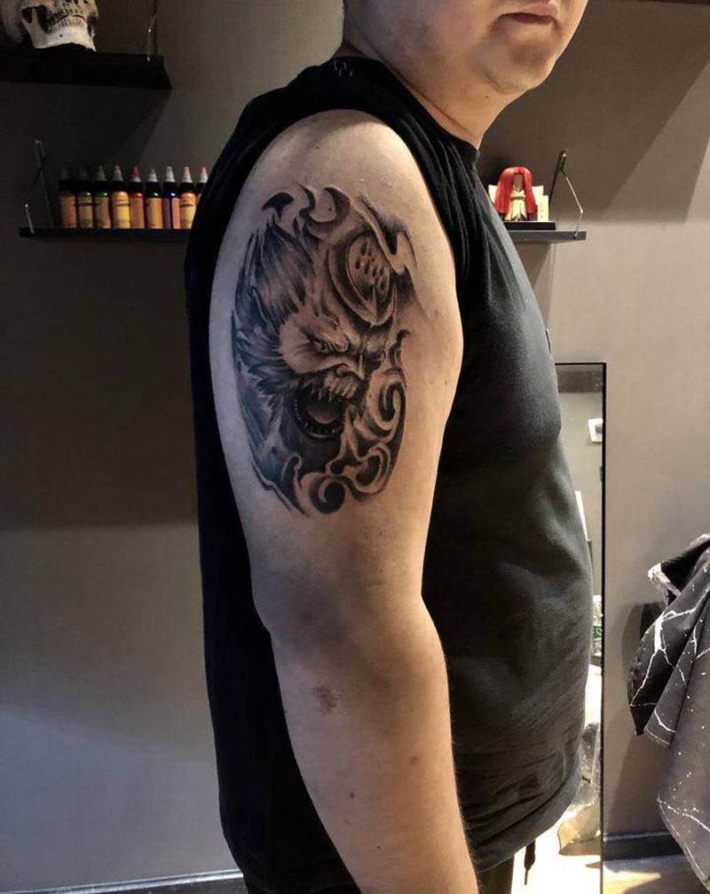 猴子纹身图片_手臂新传统纹身图案