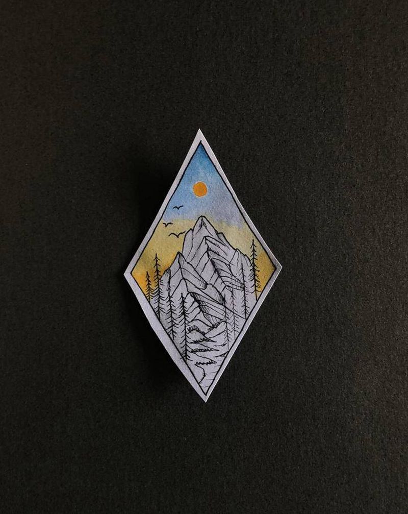 山峦纹身图片_几何纹身图案