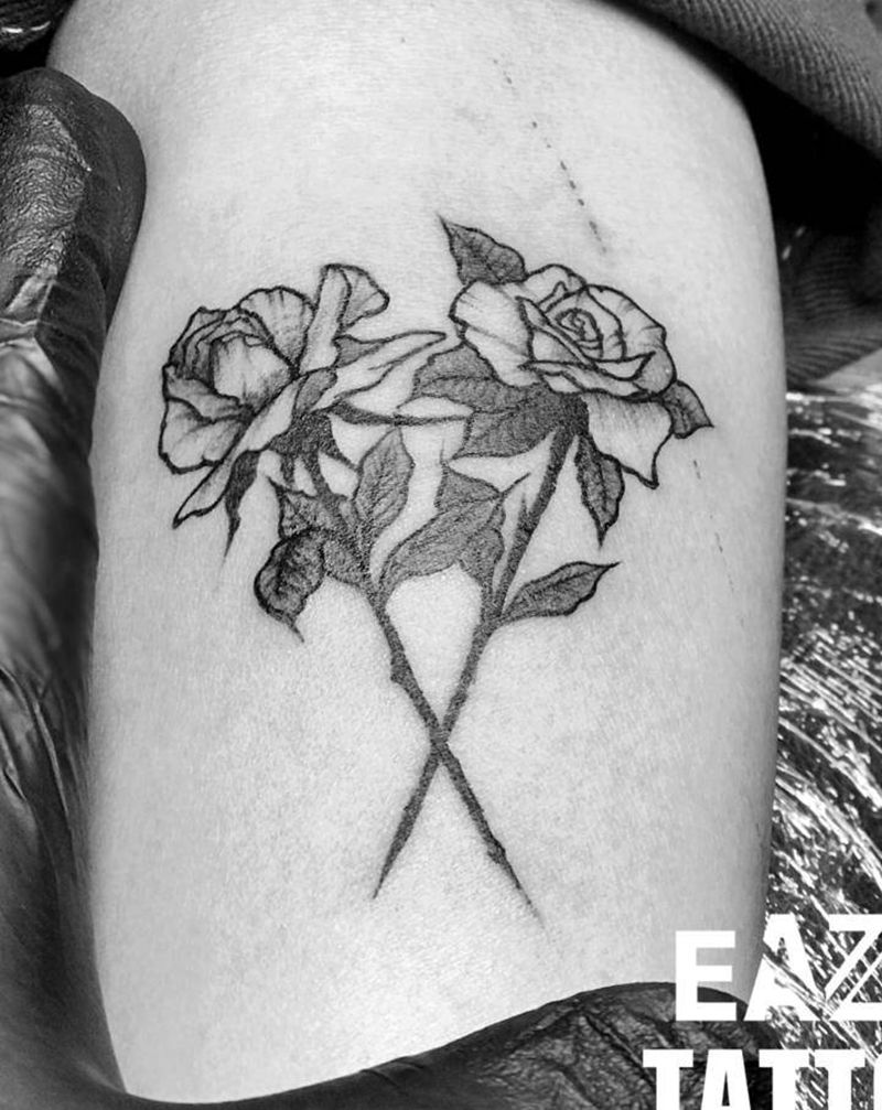 两朵花纹身图片_手臂手部New School花纹身图案