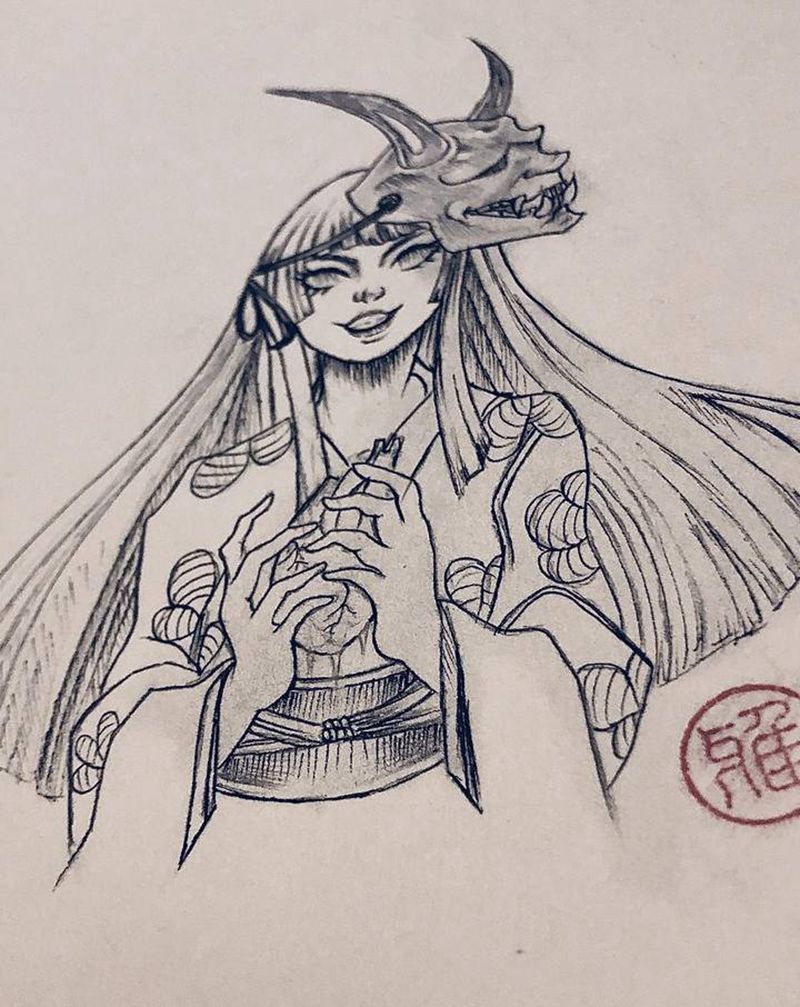 阎魔爱纹身图片_手臂腿部纹身图案