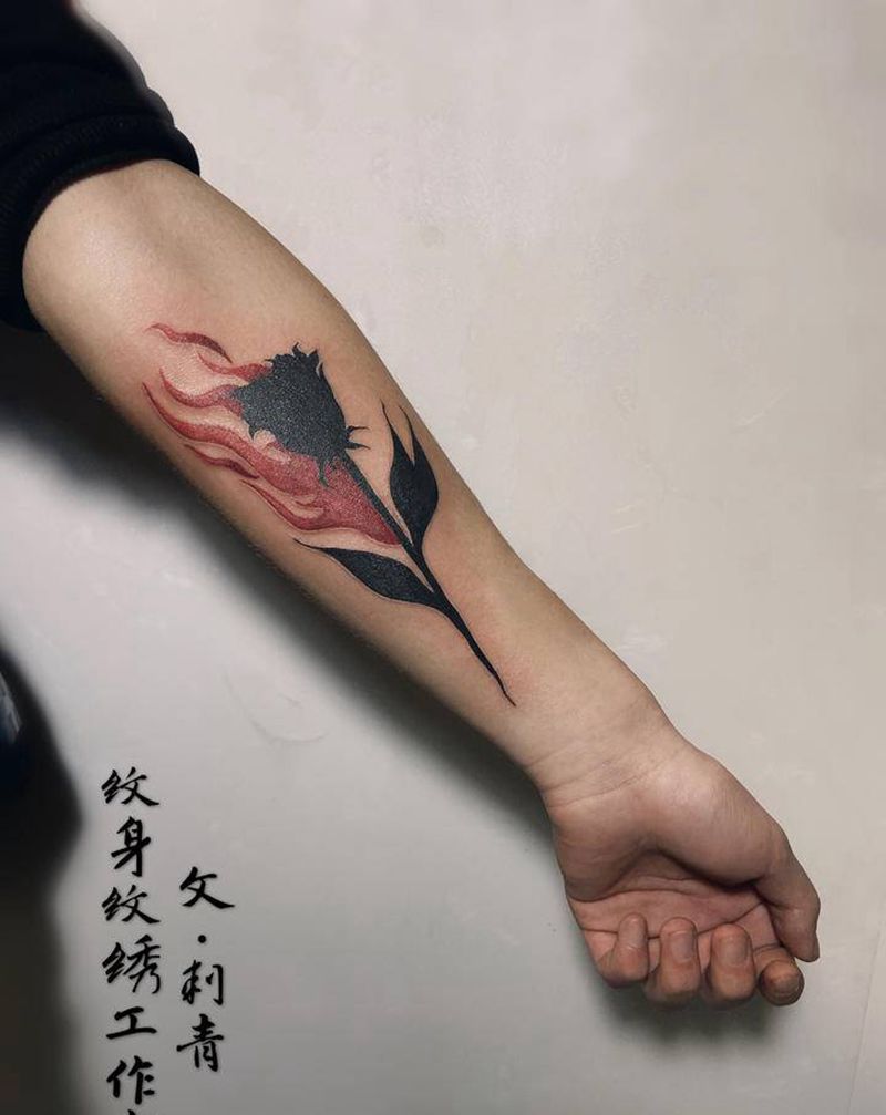 玫瑰纹身图片_手臂New School玫瑰纹身图案