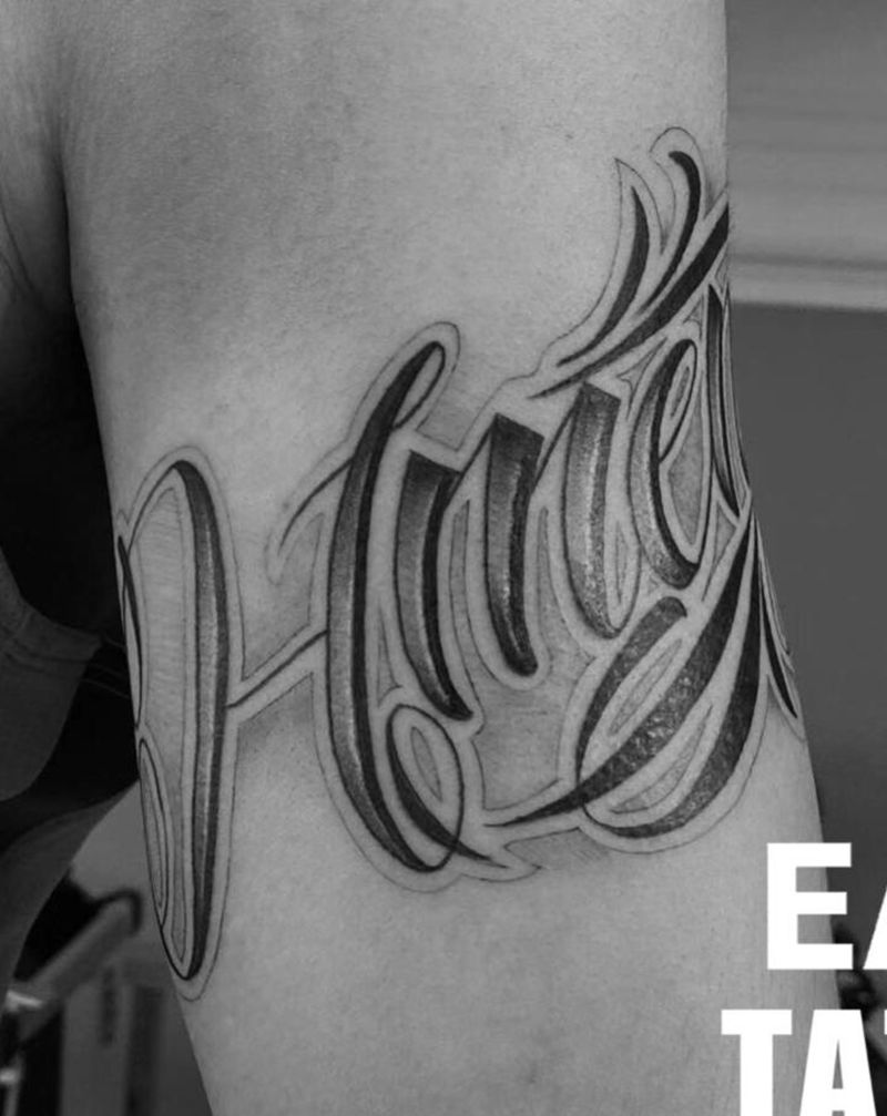 花体字纹身图片_手臂花体字花体字名字纹身图案