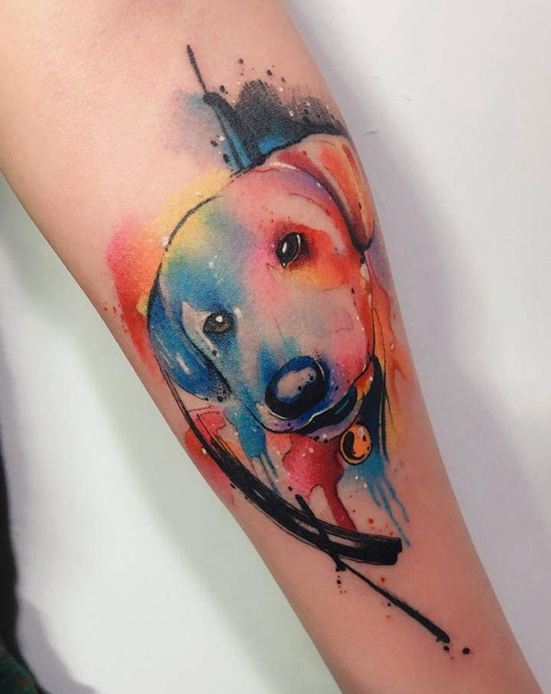 水彩宠物纹身纹身图片_手部手臂水彩水墨纹身图案