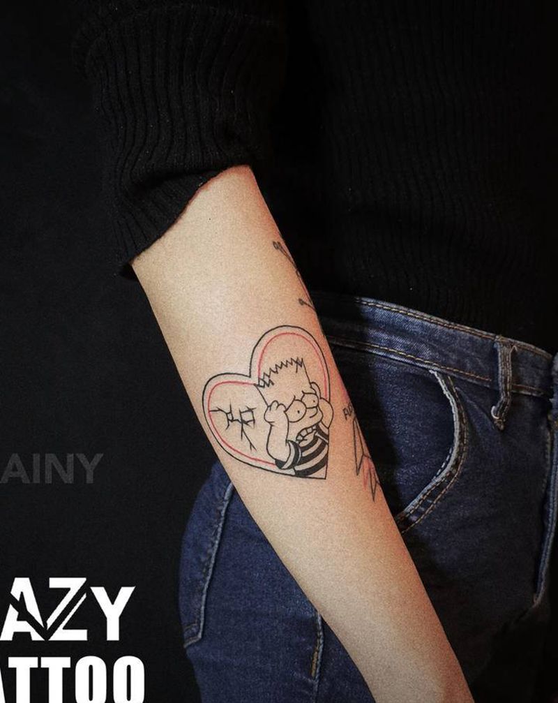 辛普森纹身图片_手臂手部New School辛普森纹身图案