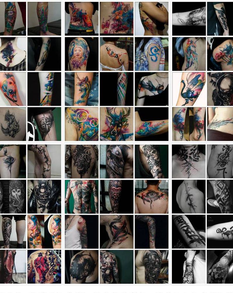 作品纹身图片_水彩水墨纹身图案