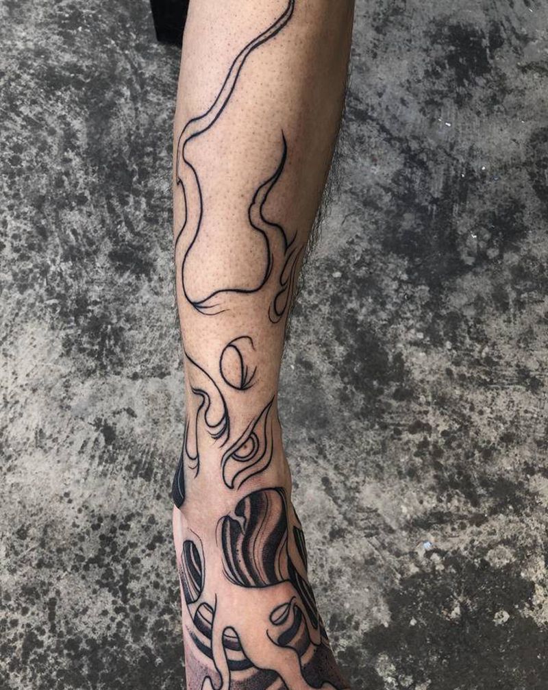 火纹身图片_脚部腿部新传统老传统纹身图案