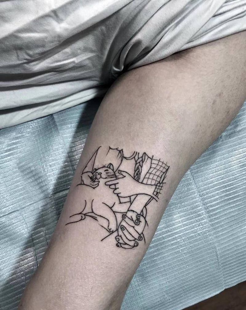 简笔画纹身图片_手臂新传统纹身图案