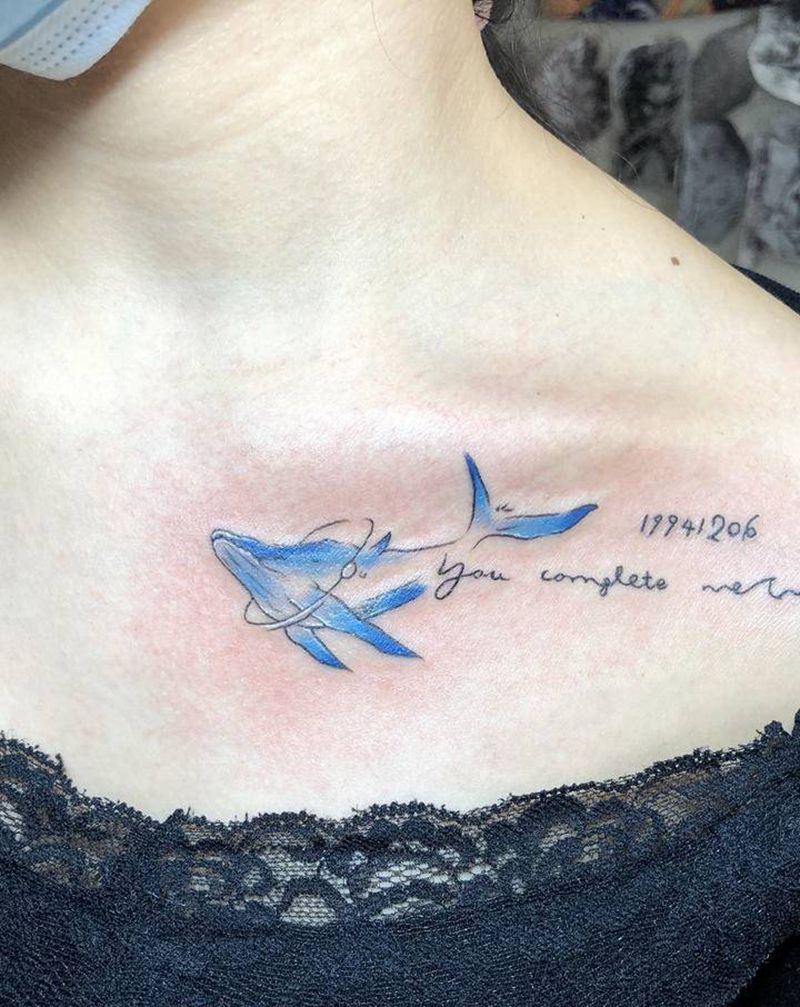 鲸鱼纹身图片_水彩纹身图案