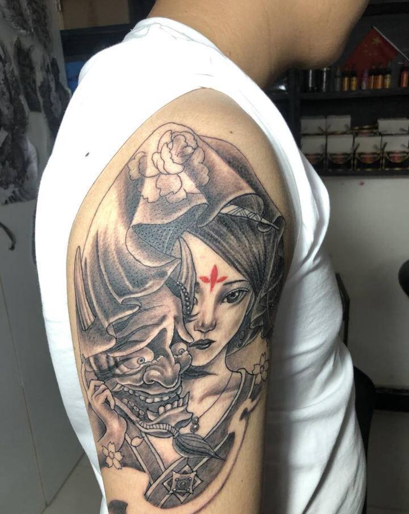 艺妓纹身图片_新传统纹身图案