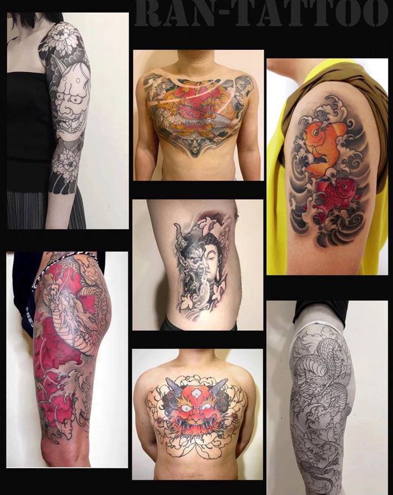 长沙接客中 喜欢可约纹身图片_手臂腿部老传统新传统唐狮般若海浪纹身图案