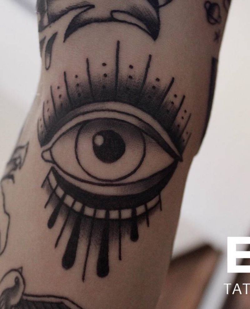 眼睛纹身图片_手臂Old School眼睛纹身图案