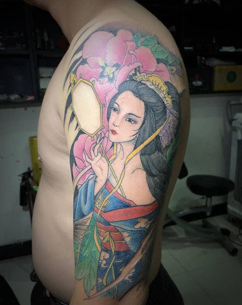 艺伎纹身图片_新传统纹身图案