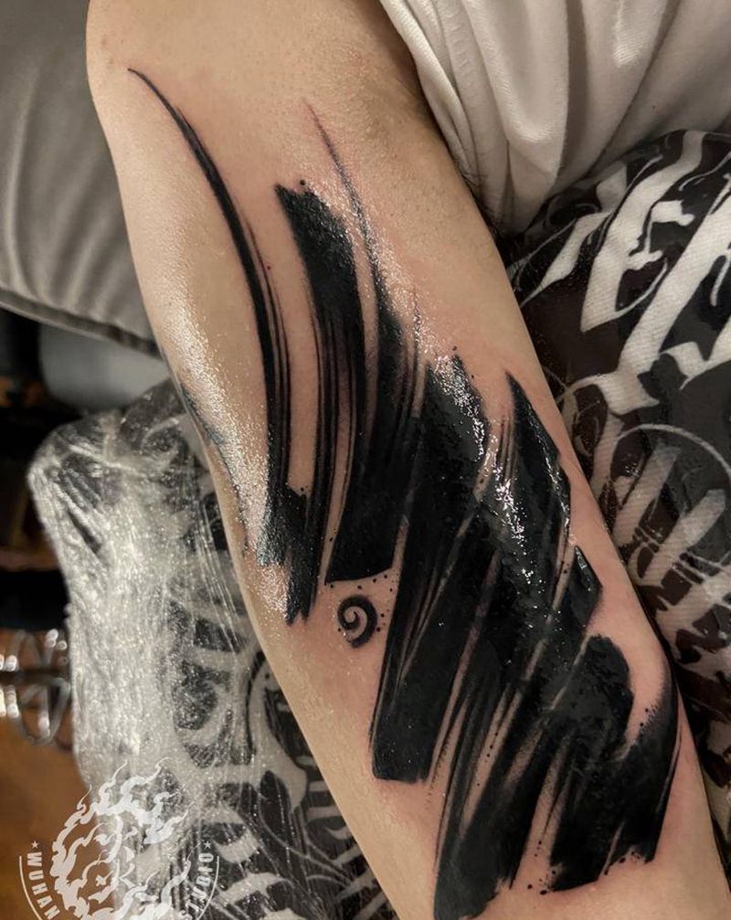 墨纹身图片_手臂水墨纹身图案