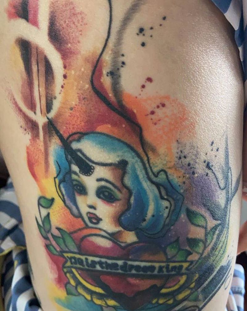 白雪公主修改纹身图片_水彩水墨纹身图案