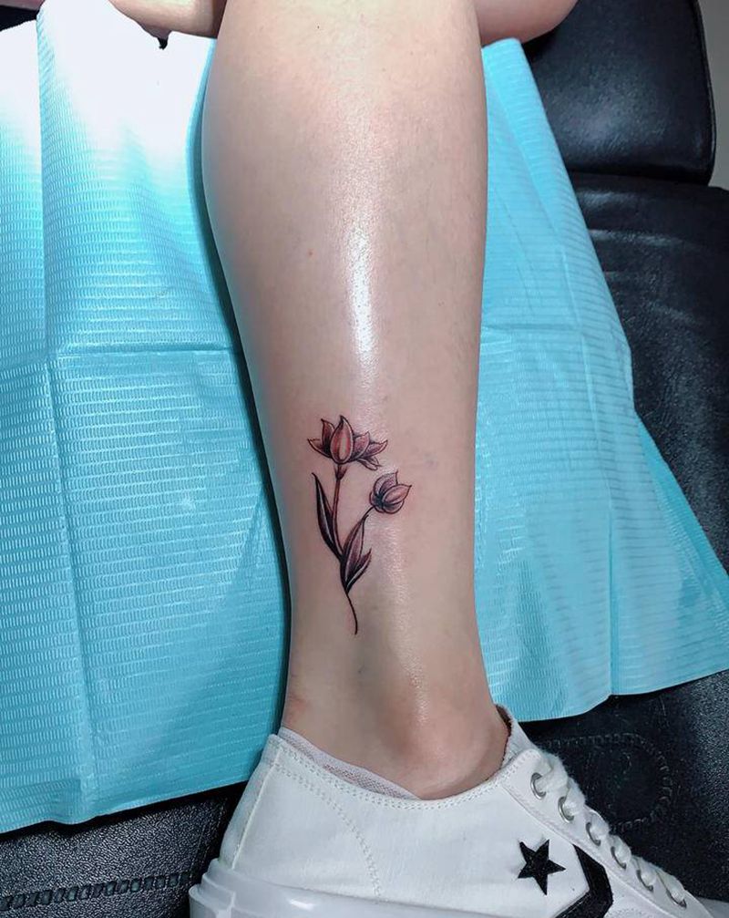 小清新纹身图片_腿部纹身图案