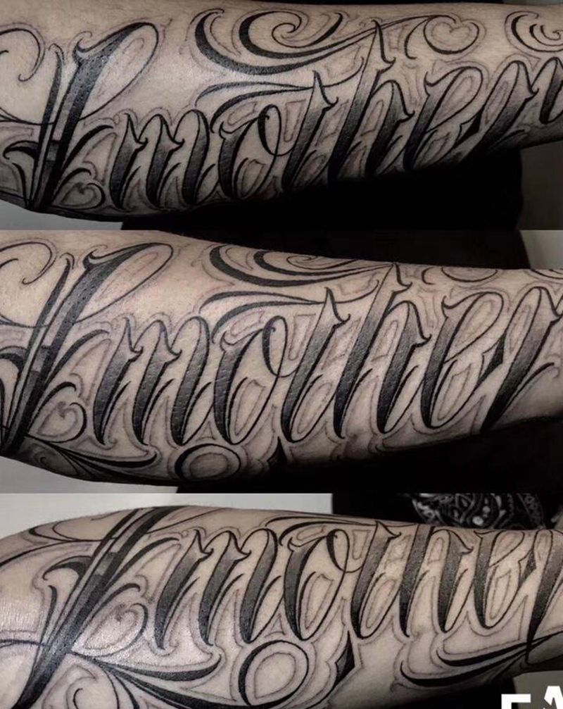 花体字纹身图片_手臂花体字花体字纹身图案