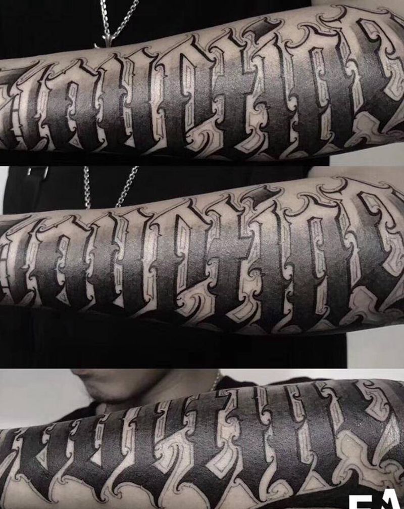 花体字纹身图片_手臂花体字花体字纹身图案