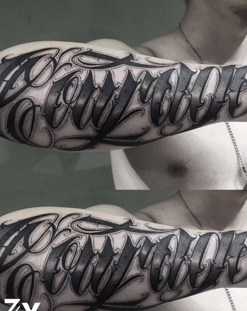 花体字纹身图片_手臂手部花体字花体字纹身图案
