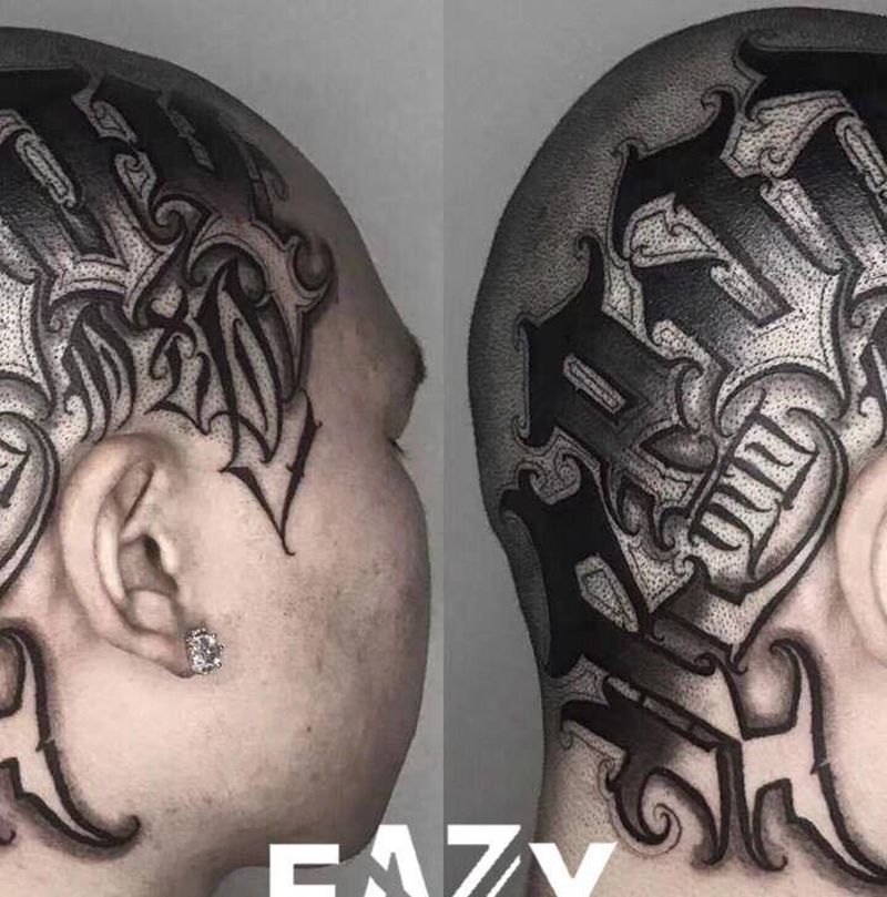 Ready to Die纹身图片_颈部花体字花体字纹身图案