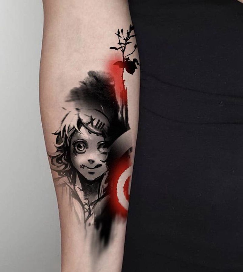 东京食尸鬼纹身图片_手部手臂水墨欧美写实纹身图案