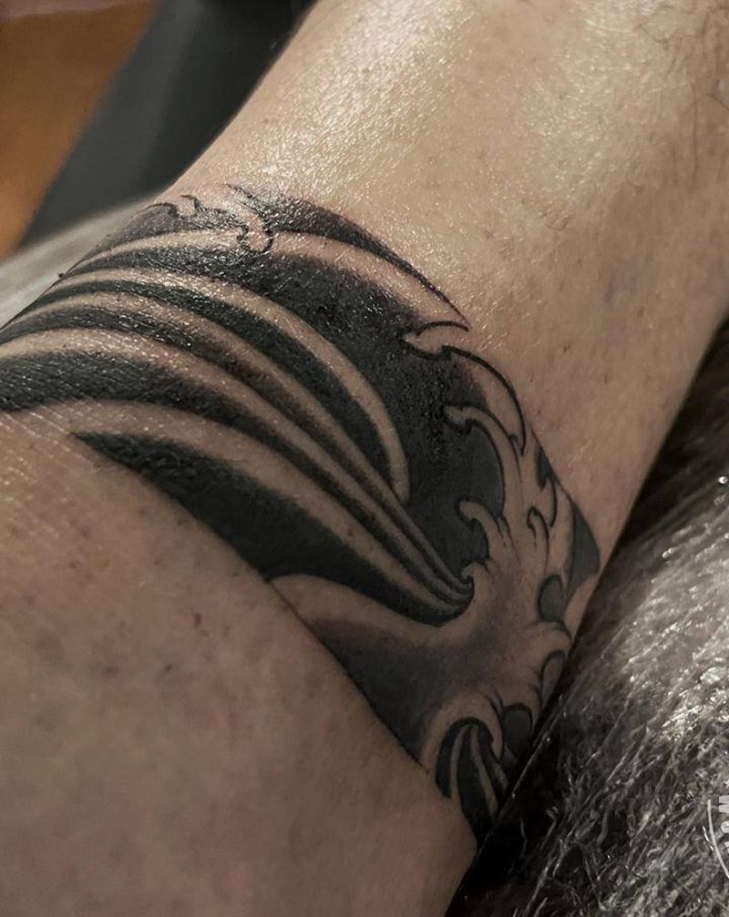 浪环.纹身图片_腿部New School纹身图案