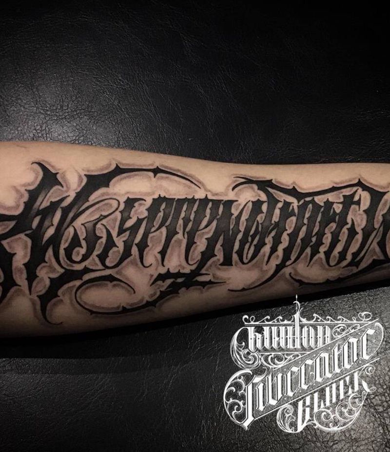 花体字纹身图片_手臂花体字花体字纹身图案