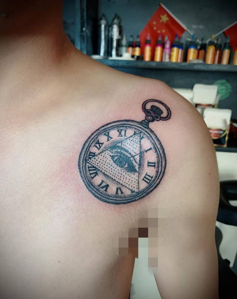 时间纹身图片_点刺纹身图案