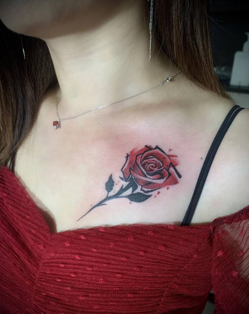 玫瑰纹身图片_新传统纹身图案