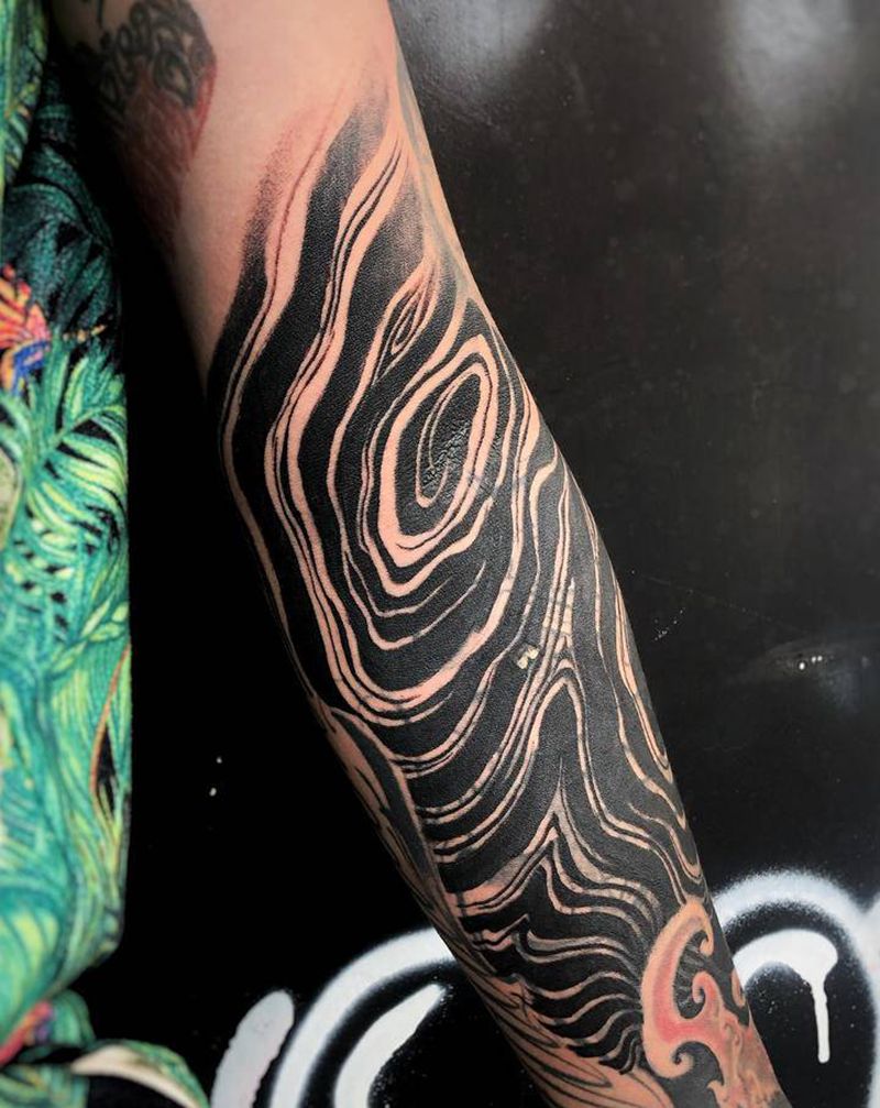 水纹身图片_手部手臂新传统几何水浪概念纹身图案