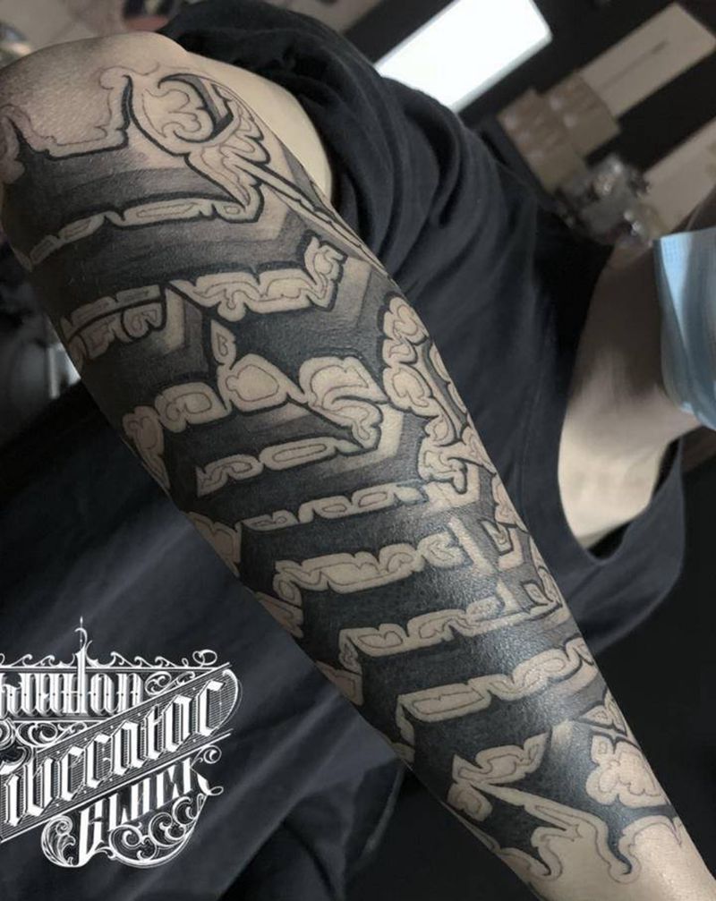 花体纹身图片_手臂手部花体字花体字纹身图案