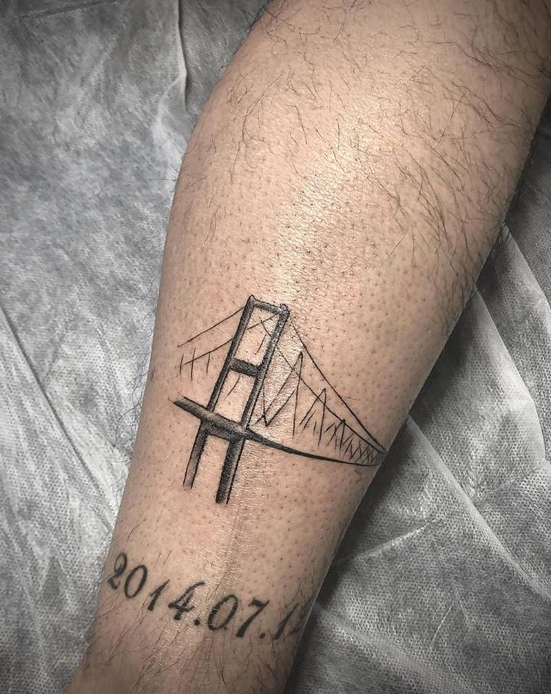 桥纹身图片_腿部纹身图案