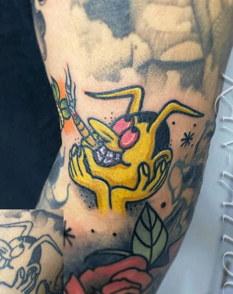 旧图新作 修改加上色 小黄人纹身图片_手臂手部Old SchoolNew School小黄人卡通纹身图案