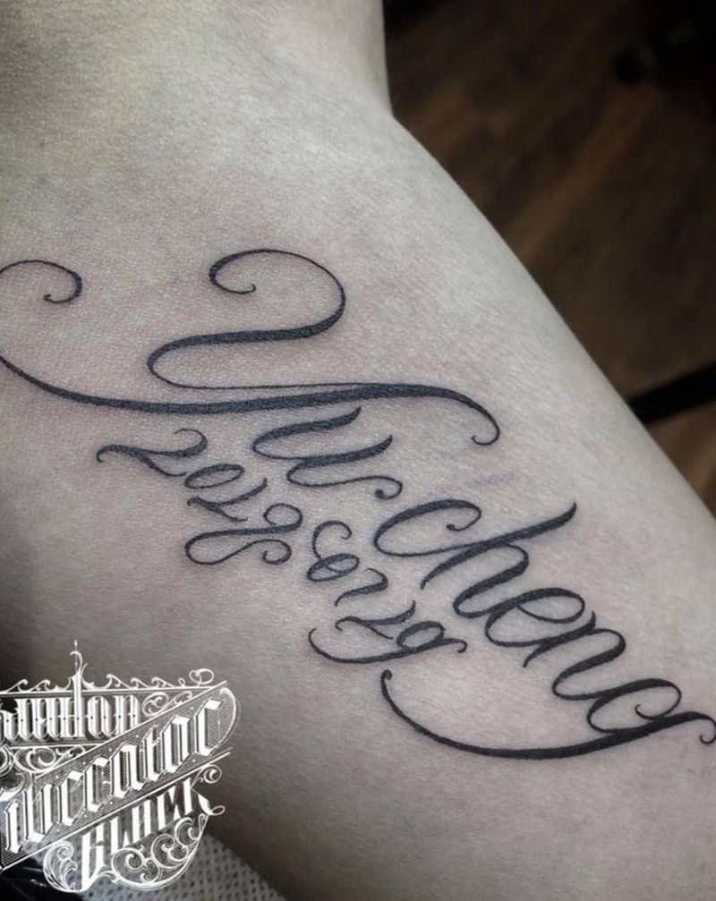花体字纹身图片_手臂花体字花体字纹身图案