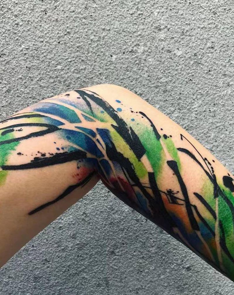 生长纹身图片_水彩水墨纹身图案