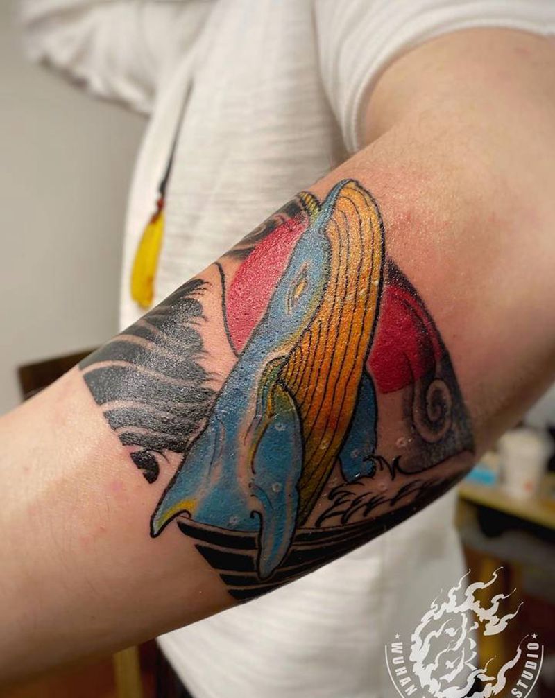 浮世绘鲸鱼遮盖.纹身图片_手臂老传统New School纹身图案