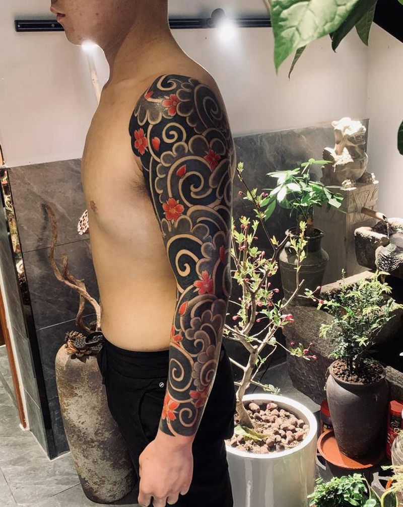 老传统花臂！纹身图片_手臂老传统纹身图案