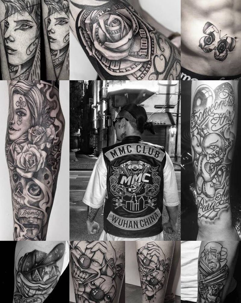 LB成员汇总纹身图片_手臂腰部老传统新传统纹身图案