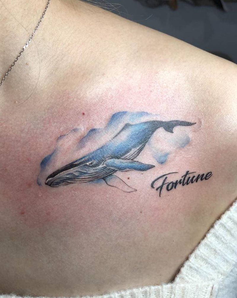 鲲纹身图片_肩部水墨纹身图案