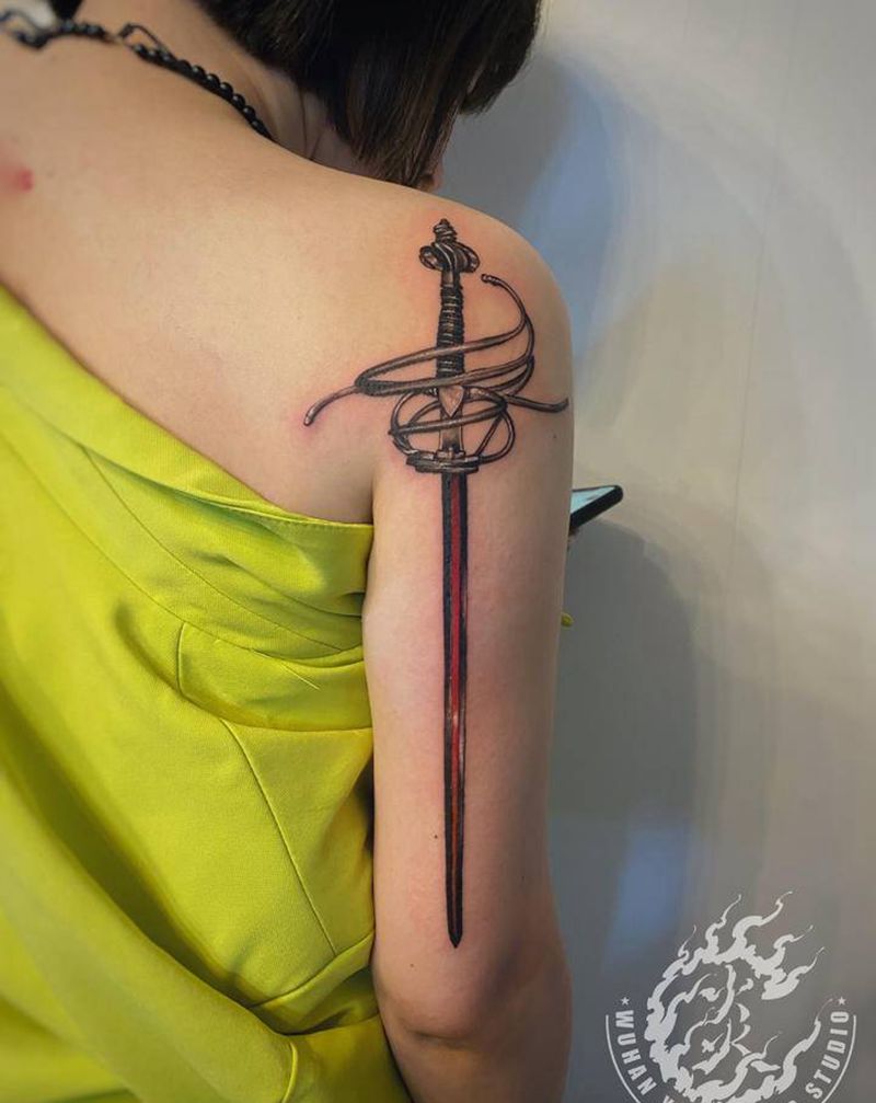 大宝剑.纹身图片_手臂欧美写实纹身图案