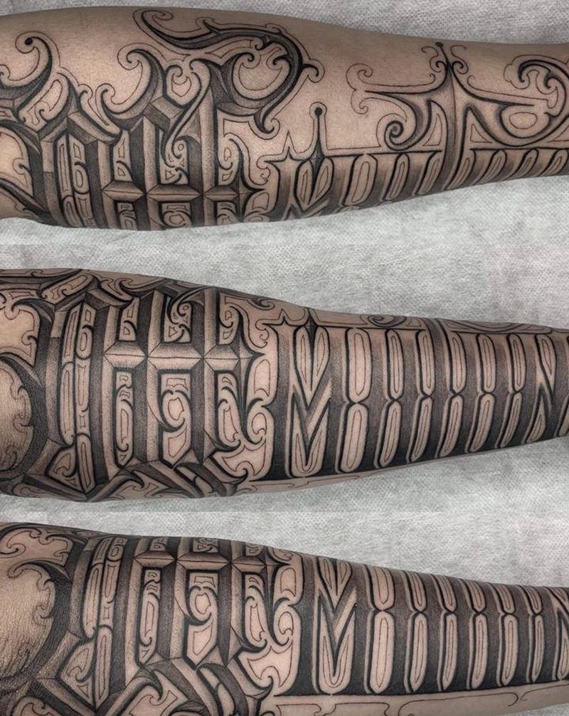 UVB2纹身图片_手臂花体字纹身图案