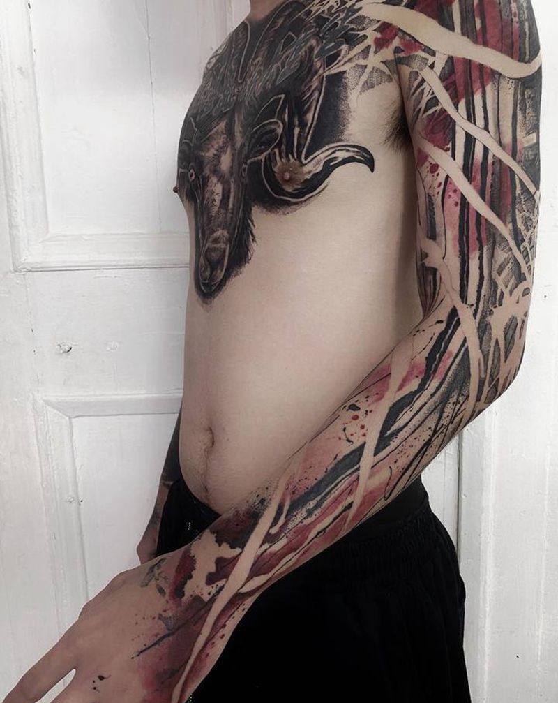 假设纹身图片_手部手臂水墨水彩纹身图案