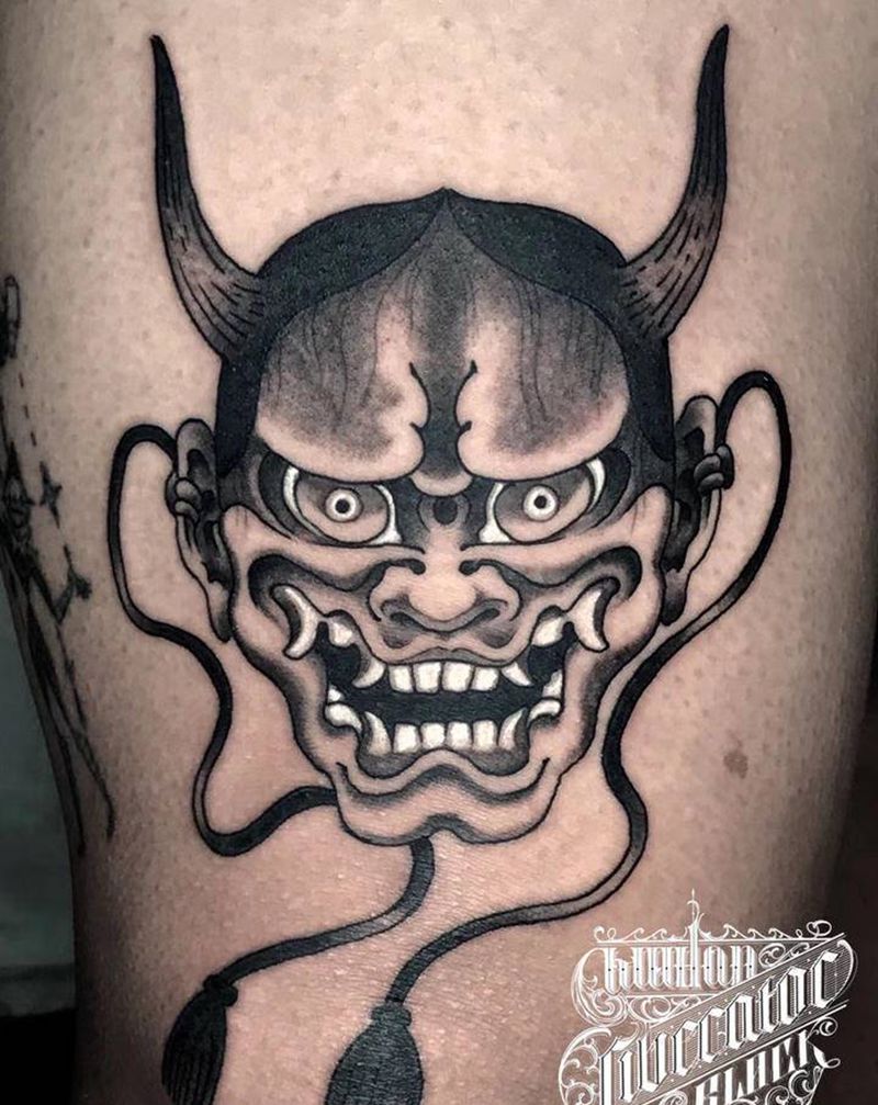 般若纹身图片_腿部老传统新传统般若纹身图案