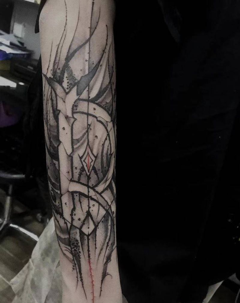 暗黑系花体字纹身图片_手臂花体字纹身图案