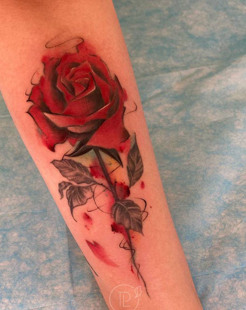 失败纹身修改纹身图片_手臂水彩小清新纹身图案