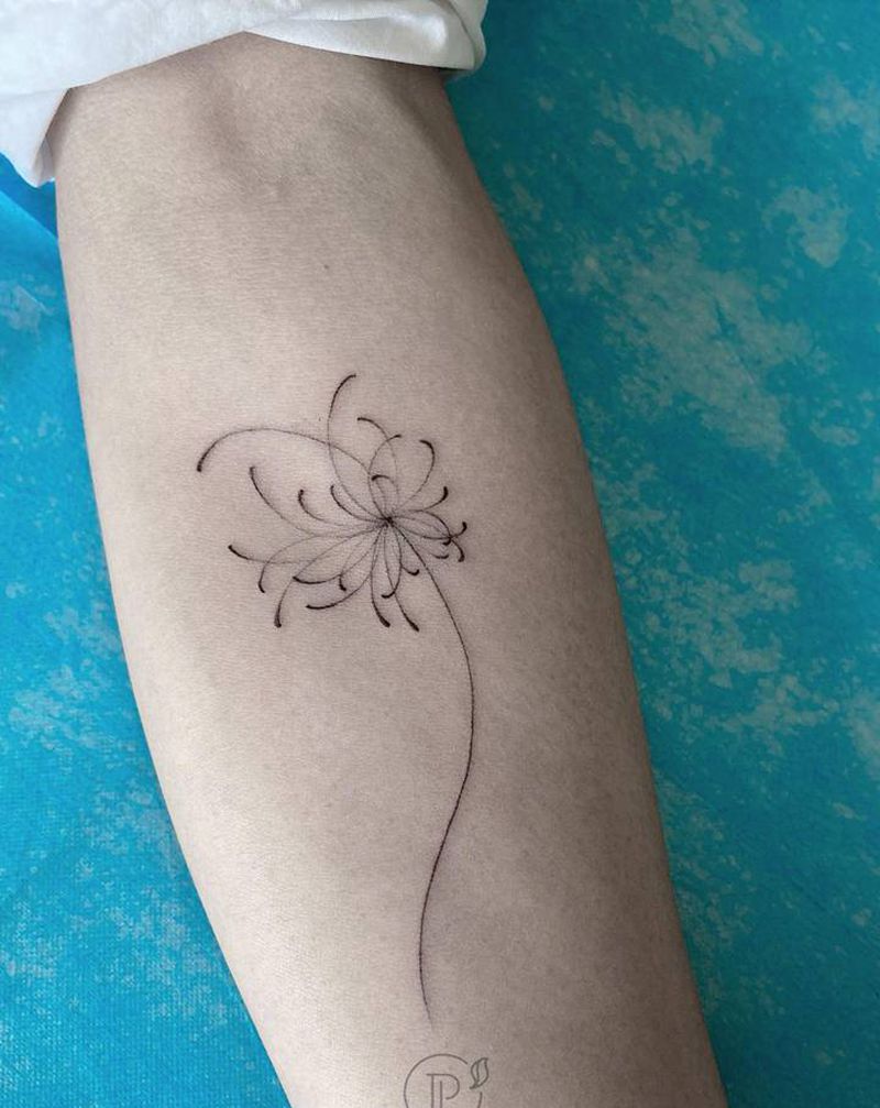 线条小清新彼岸花纹身图片_手臂纹身图案