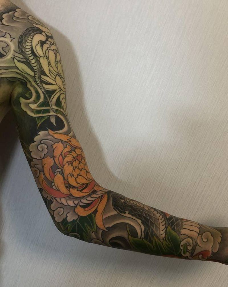 花臂未完待续纹身图片_手部手臂新传统纹身图案